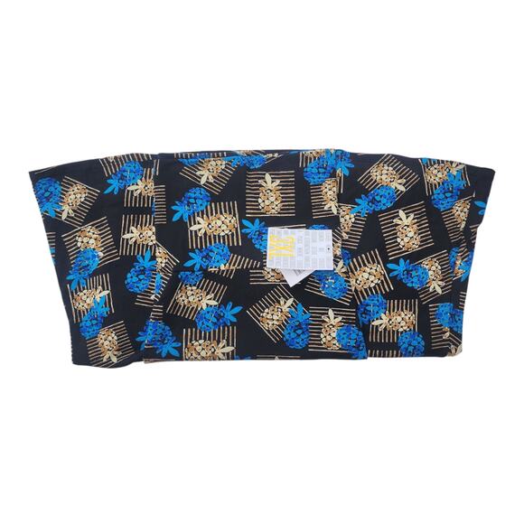 New LuLaRoe Maxi Skirt Size 3XL Black Blue Pineapple Print Waist Folds Down NWT - Picture 2 of 5